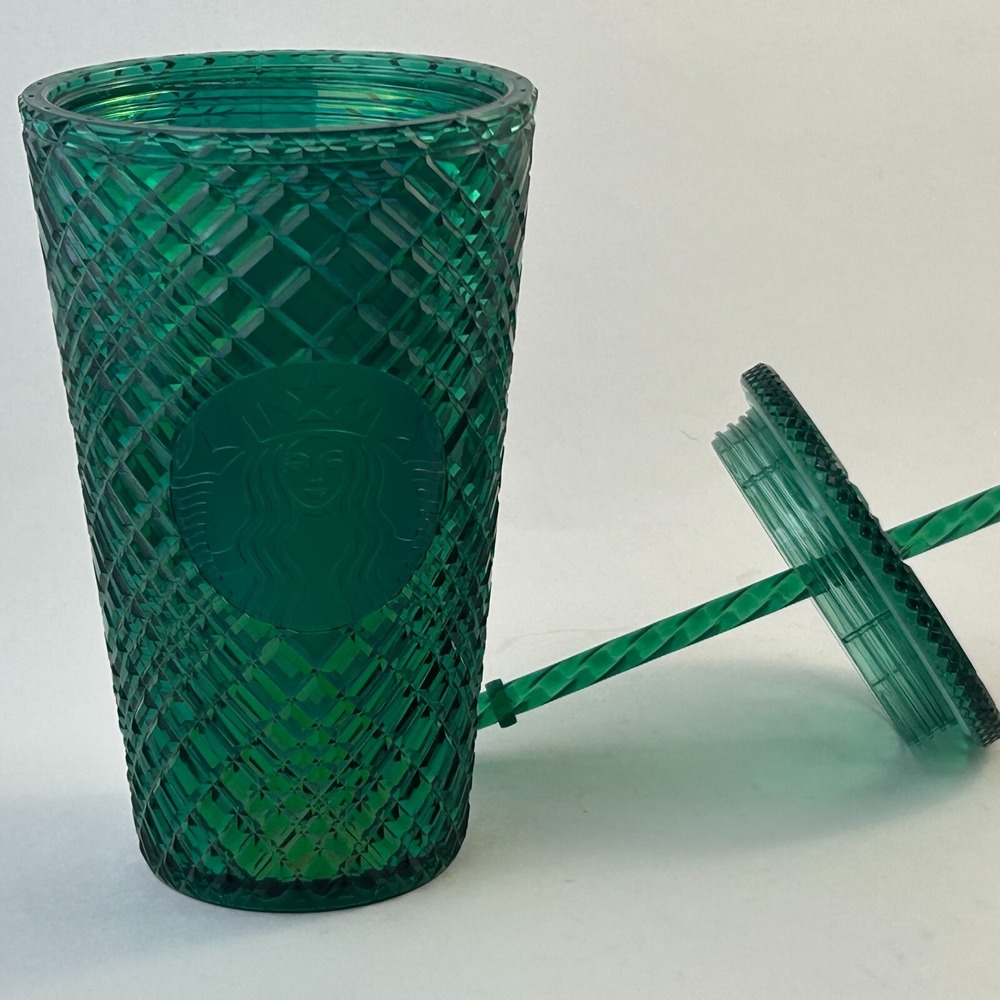 STARBUCKS Emerald Green Jeweled 16oz Tumbler Cup Christmas Holiday Winter 2021